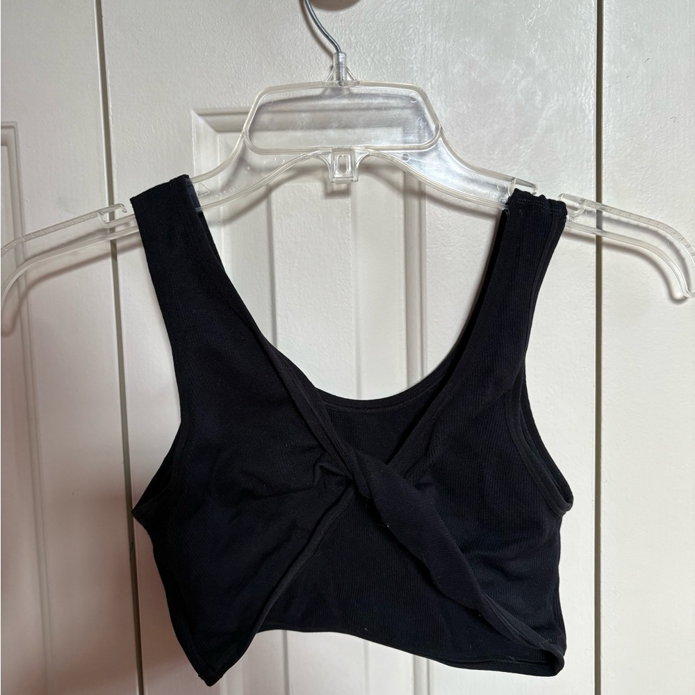 Aerie Black Twist-Front Bra